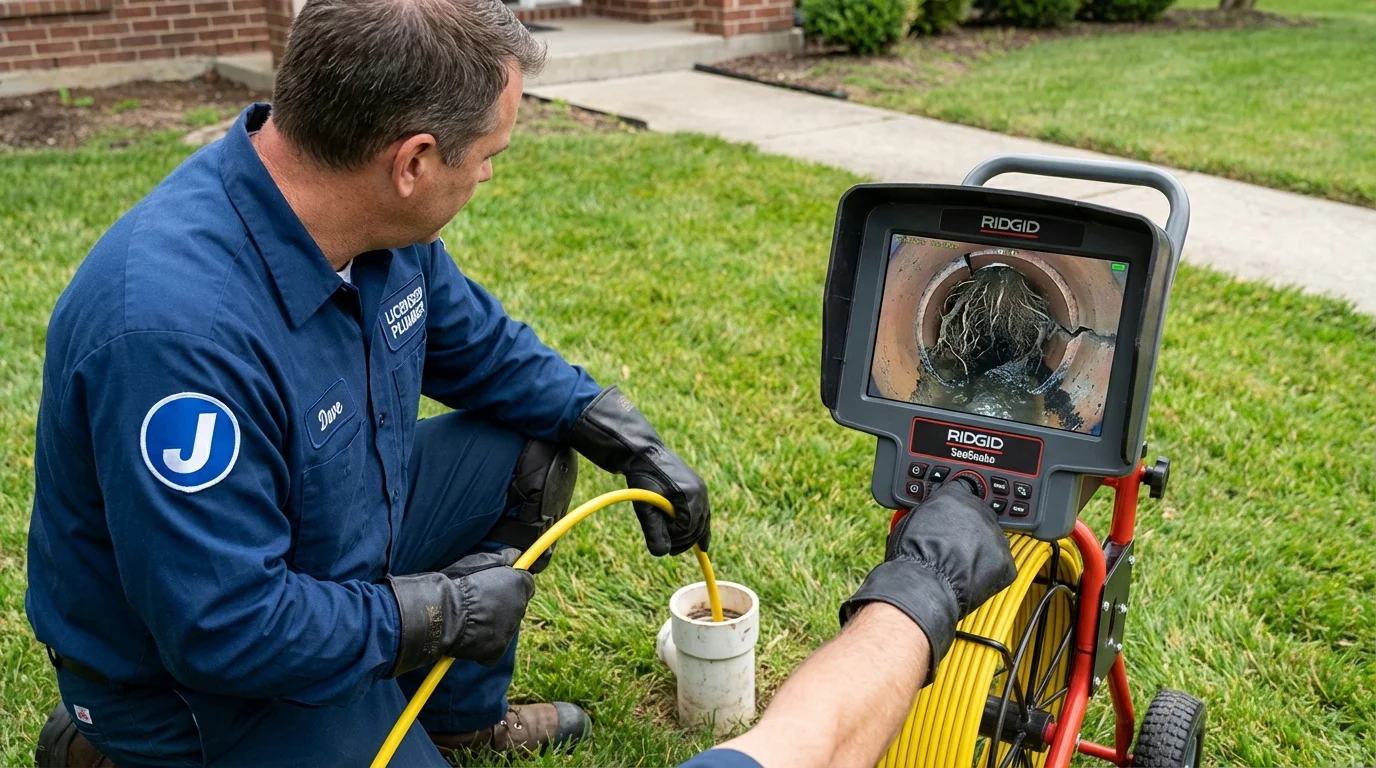 Sewer camera inspection being performed by Johns Plumbing LLC in Hill