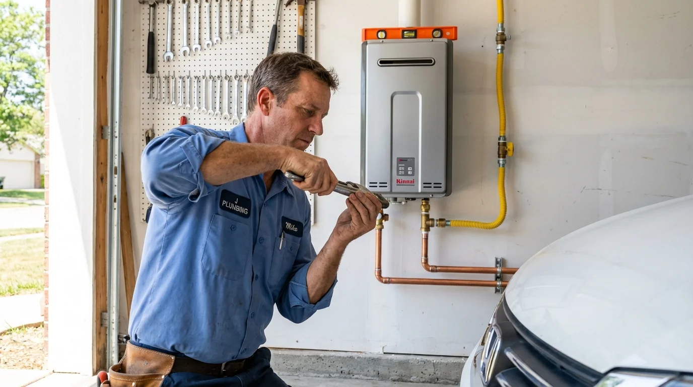 Tankless water heater installation by a Johns Plumbing LLC plumber in Hill